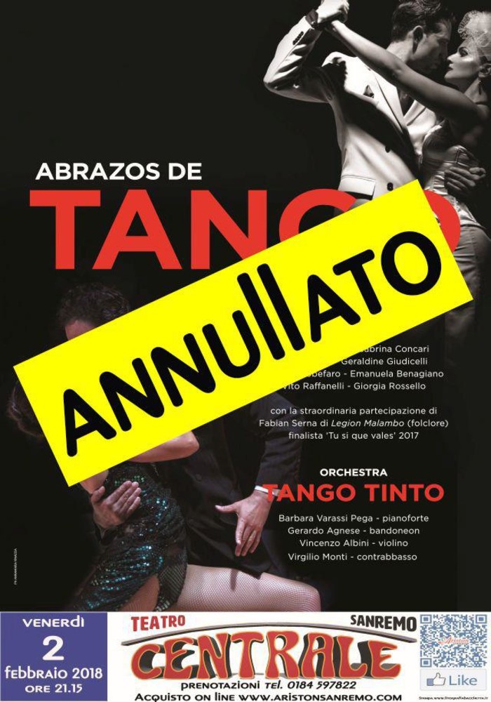 Sanremo: annullato lo spettacolo Abrazos de Tango, rimborsi previsti entro il 6 febbraio Sanremo: annullato lo spettacolo Abrazos de Tango, rimborsi previsti entro il 6 febbraio