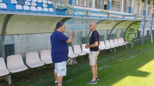 Sanremo: lavori allo Stadio Comunale, sopralluogo dei consiglieri Faraldi e Sindoni insieme a Marco Ventimiglia (Unione Sanremo) Sanremo: lavori allo Stadio Comunale, sopralluogo dei consiglieri Faraldi e Sindoni insieme a Marco Ventimiglia (Unione Sanremo)