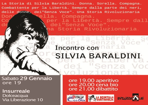 Dolceacqua: sabato incontro con Silvia Baraldini Dolceacqua: sabato incontro con Silvia Baraldini