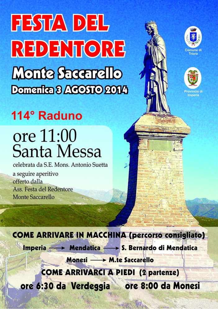 Domenica prossima, il 114° raduno sul Monte Saccarello dell'Associazione 'Festa del Redentore'