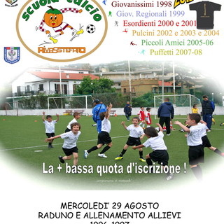 Riva Ligure: da oggi e fino a sabato al via gli allenamenti per la Scuola Calcio RivaSstefano