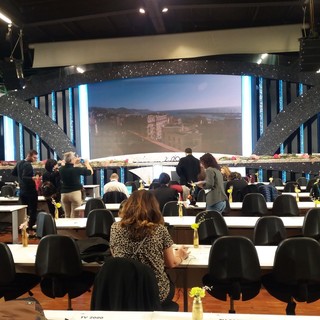 La sala stampa dell'Ariston Roof