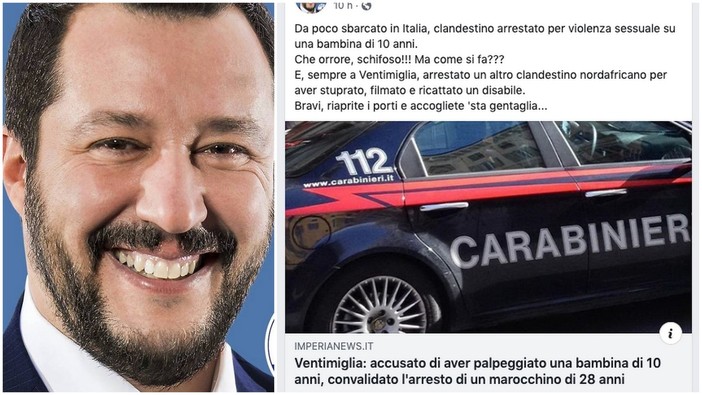 Gravi episodi di cronaca a Ventimiglia: interviene il leader della Lega, Salvini &quot;Bravi, riaprite i porti e accogliete 'sta gentaglia&quot;
