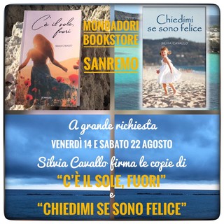 Sanremo: nel fine settimana, doppio appuntamento al Mondadori Bookstore con la scrittrice torinese Silvia Cavallo