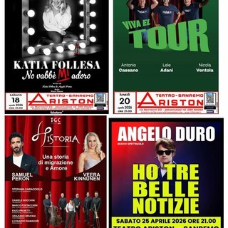 Sanremo, all'Ariston nel mese di aprile comicità, sport e danza sul palco Sanremo, all'Ariston nel mese di aprile comicità, sport e danza sul palco