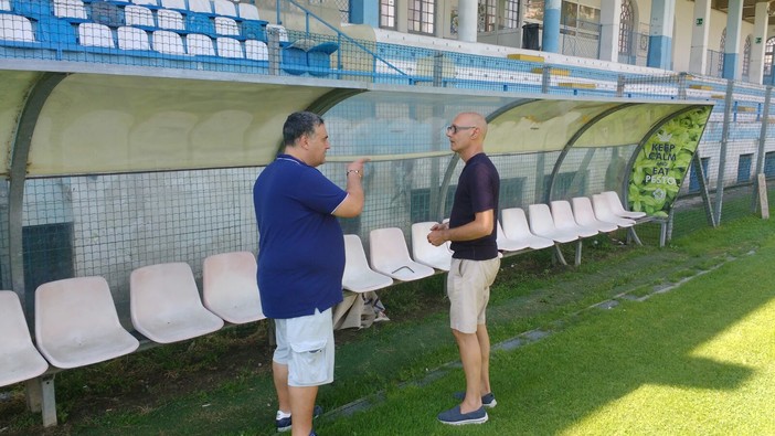 Sanremo: lavori allo Stadio Comunale, sopralluogo dei consiglieri Faraldi e Sindoni insieme a Marco Ventimiglia (Unione Sanremo) Sanremo: lavori allo Stadio Comunale, sopralluogo dei consiglieri Faraldi e Sindoni insieme a Marco Ventimiglia (Unione Sanremo)