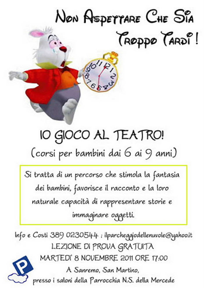 Sanremo: al via alla parrocchia della Mercede, un corso di teatro rivolto ai bambini dai 6 ai 9 anni