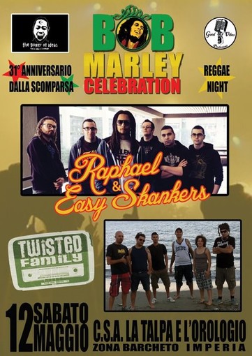 Imperia: domani sera alla Talpa e l'Orologio, serata giamaicana con tributo a Bob Marley