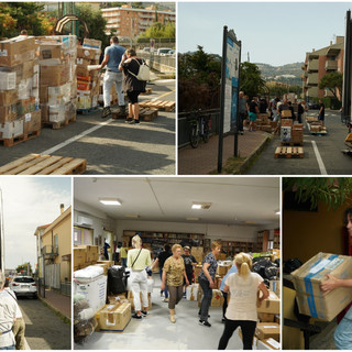 Un tir di aiuti per gli ucraini in fuga dalla guerra: catena umana della solidarietà carica il mezzo diretto in Polonia (foto e video)