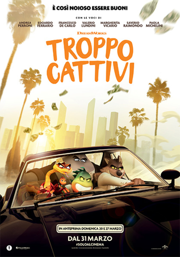Stasera cinema all'aperto a Riva Ligure con la proiezione del film d'animazione 'Troppo cattivi'