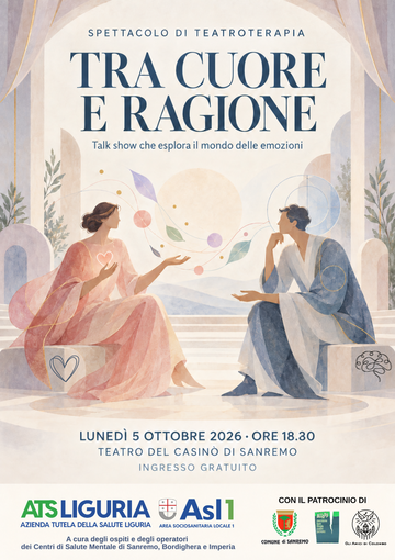 Sanremo, “Tra cuore e ragione”: al Teatro del Casinò lo spettacolo di teatroterapia dei Centri di Salute Mentale Sanremo, “Tra cuore e ragione”: al Teatro del Casinò lo spettacolo di teatroterapia dei Centri di Salute Mentale