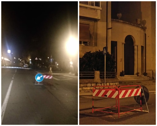 Imperia: transenna non segnalata al centro della carreggiata in viale Matteotti. La denuncia dei nostri lettori