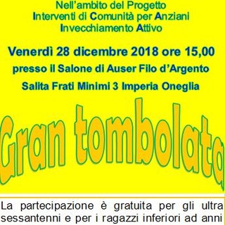 Imperia: venerdì la Gran Tombolata organizzata dall'Auser Filo d'Argento