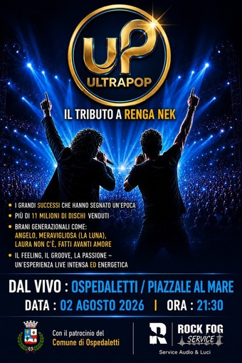 A Ospedaletti una serata dedicata ai successi di Renga e Nek: il 2 agosto arrivano gli Ultrapop