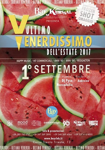 Al BAY CLUB di Sanremo l'ultimo VENERDISSIMO dell'estate 2017 Al BAY CLUB di Sanremo l'ultimo VENERDISSIMO dell'estate 2017