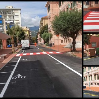 Ventimiglia, asfalto e segnaletica orizzontale in via Vittorio Veneto: conclusi i lavori (Foto)