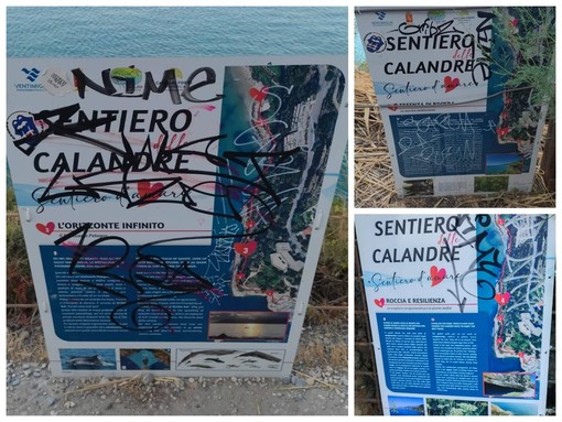 Ventimiglia, vandalizzati i pannelli informativi installati lungo il sentiero delle Calandre (Foto)