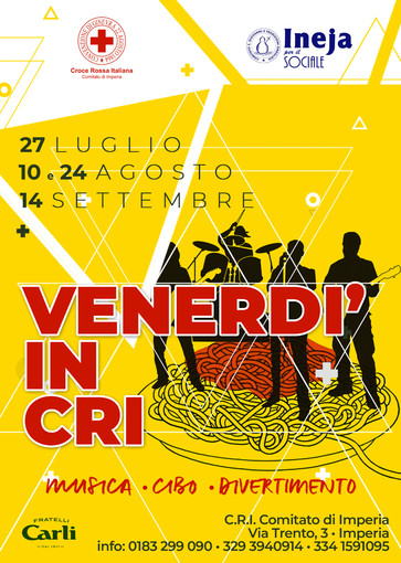 Imperia: dal 27 luglio alla Croce Rossa appuntamento con "Venerdì in Cri -  serate di divertimento e allo stesso tempo di solidarietà"