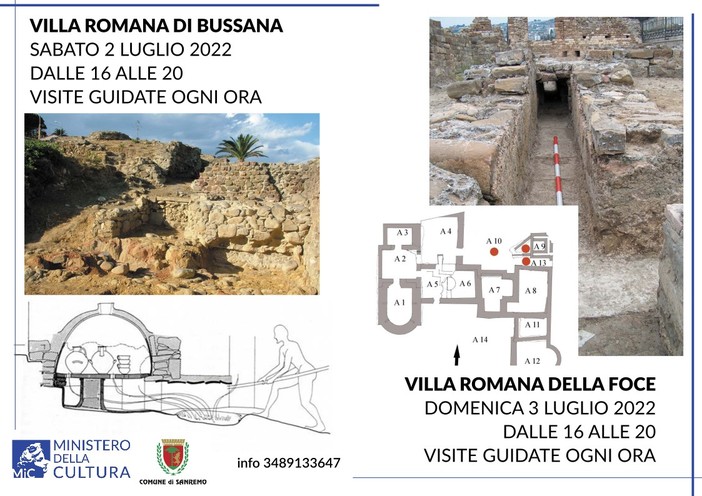 A Sanremo un week end all’insegna della scoperta: sabato e domenica visite guidate alle ville romane della Foce e di Bussana