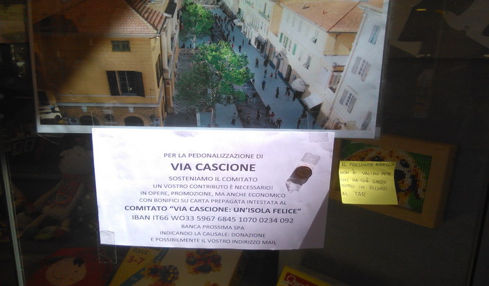 Imperia: pedonalizzazione di via Cascione. Il fronte del sì chiede un sostegno economico e c'è chi dona 1 centesimo Imperia: pedonalizzazione di via Cascione. Il fronte del sì chiede un sostegno economico e c'è chi dona 1 centesimo