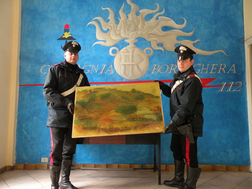 Il quadro ritrovato dai Carabinieri di Bordighera Il quadro ritrovato dai Carabinieri di Bordighera