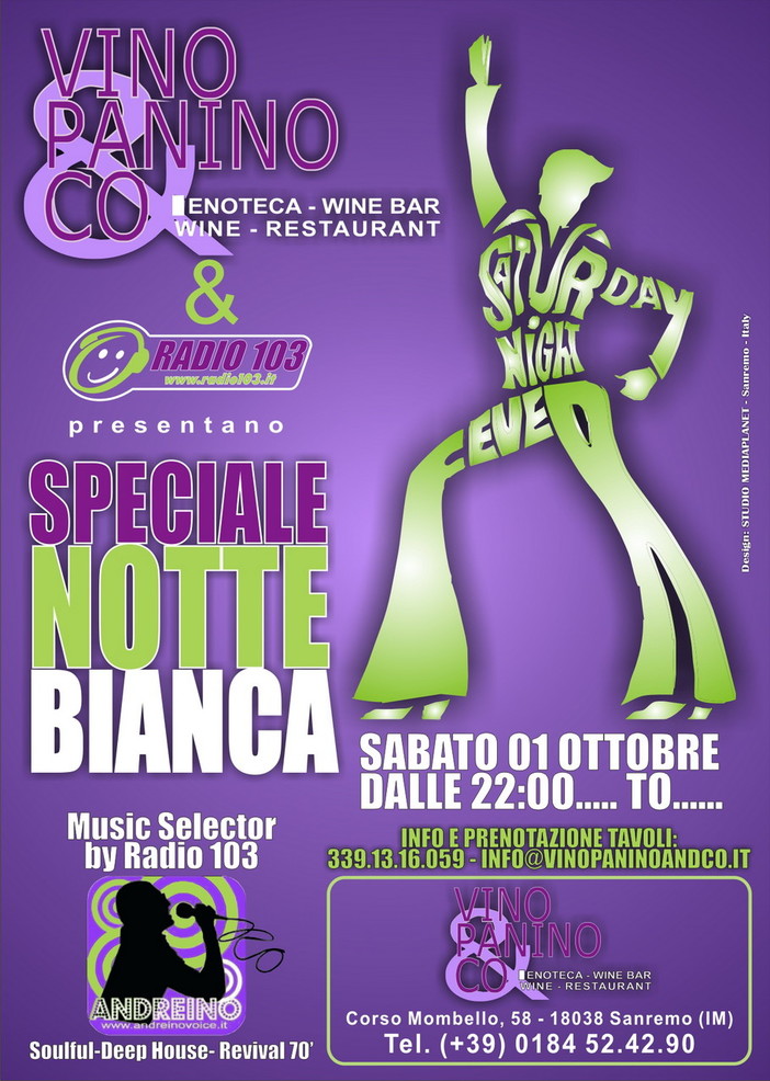 Sanremo: per la 'Notte Bianca della Moda', dj Set da 'Vino Panino & Co' Sanremo: per la 'Notte Bianca della Moda', dj Set da 'Vino Panino & Co'