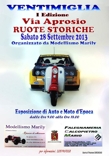 Ventimiglia: sabato dalle 9 alle 18 la prima edizione di 'Via Aprosio ruote storiche'