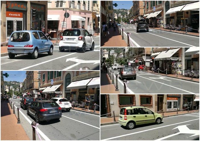 Bordighera: viabilità modificata in via Roma, ma tante incertezze fra gli automobilisti, molti quelli che imboccano la strada contromano (Foto e Video)
