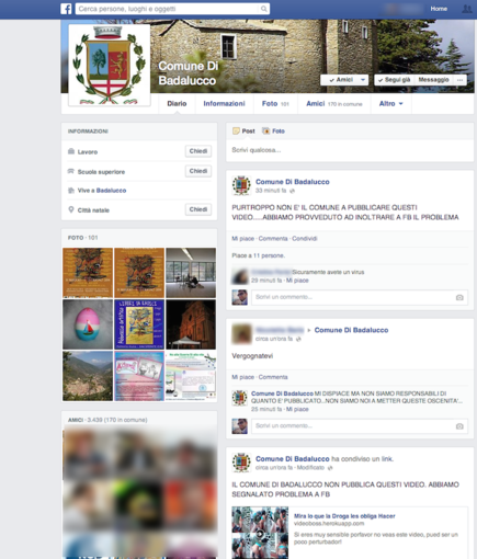 Badalucco: la pagina Facebook del Comune colpita da un 'virus' che condivide video inopportuni