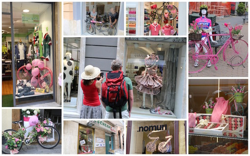 Sanremo: esplosione rosa nelle vetrine, la città in festa per salutare l'arrivo del Giro d'Italia Sanremo: esplosione rosa nelle vetrine, la città in festa per salutare l'arrivo del Giro d'Italia