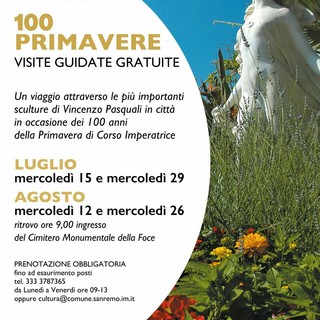 Sanremo, mercoledì nuova visita guidata gratuita “100 Primavere” alla scoperta delle più importanti sculture di Vincenzo Pasquali