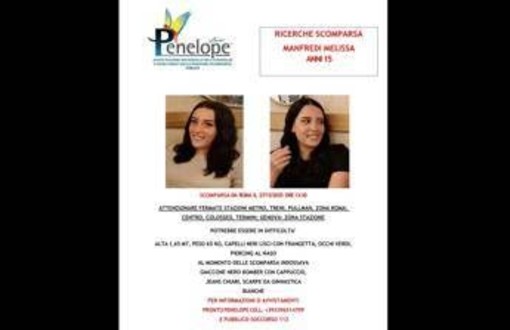 Quindicenne scomparsa da Ostia, ricerche in corso per Melissa Manfredi Quindicenne scomparsa da Ostia, ricerche in corso per Melissa Manfredi