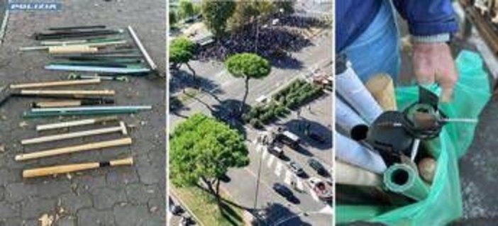 Derby Lazio-Roma, Olimpico blindato: sequestrate mazze e aste con viti e lame Derby Lazio-Roma, Olimpico blindato: sequestrate mazze e aste con viti e lame