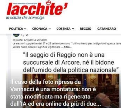 Siracusano-Vannacci, il blog Iacchite' chiarisce: "La foto IA non è stata realizzata da noi" Siracusano-Vannacci, il blog Iacchite' chiarisce: "La foto IA non è stata realizzata da noi"