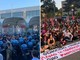 Cortei pro Palestina, tensione ai cancelli del Salone del libro. A Roma manifestanti davanti a La Sapienza