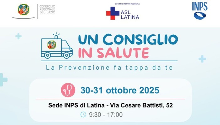 Lazio, Aurigemma “Un Consiglio in Salute fa tappa all’Inps di Latina” Lazio, Aurigemma “Un Consiglio in Salute fa tappa all’Inps di Latina”