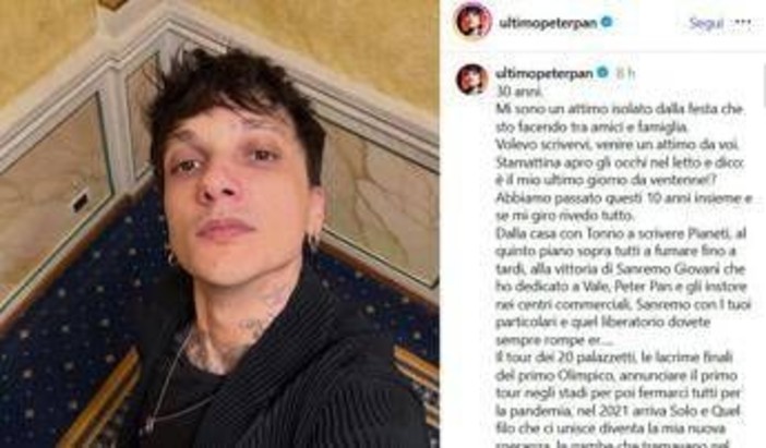 Ultimo compie 30 anni e guarda indietro: il post che emoziona i fan